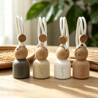 Diffuseur de parfum pour voiture en verre mat vide, avec bouchon en bois, à suspendre au rétroviseur, désodorisant sans logo