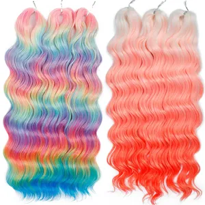 Extensiones de Cabello Sintético Ondulado ANNA de 24 Pulgadas, Cabello Rizado con Ondas Profundas, Color Arcoíris Degradado, para Trenzas - Product Image 2