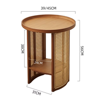 Table basse japonaise minimaliste en bambou avec espace de rangement, table d'appoint ronde pour salon, balcon, table de chevet, table à thé
