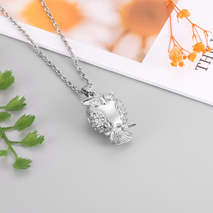 Classic <strong>Owl</strong> Cremation <strong>Urn</strong> Pendant Necklace for <strong>Ashes</strong> Stainless Steel Memorial Locket Necklaces Keepsake Jewelry for Women Men