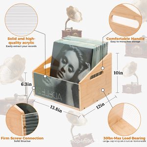 Wooden <b>Record</b> Storage Box Rectangle No Lid <b>Standing</b> Type For Vinyl Cd Book Toy Organization - Product Image 3