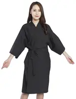 Black Robe Robes Maihary Barbershop Beauty Salon Customer Service Black Hairdressing Guest Robe Kimono Logo Robes Women