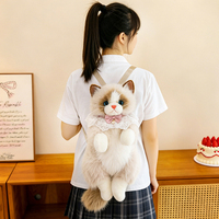 Sac à dos chat en peluche super doux, mignon, de haute qualité, respectueux de la peau, en forme 3D, personnalisé sur commande