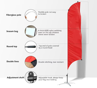 Drapeaux de plage en polyester imperméables à prix direct usine avec base à pointe pour le sol - Bannière plume publicitaire extérieure durable