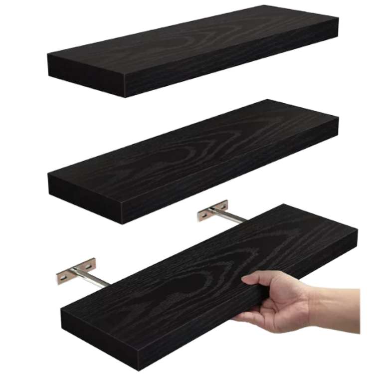 Customized Black Wood Double Tier Floating
