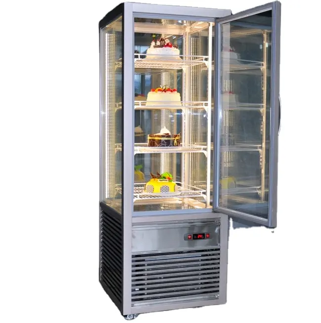Refrigerador de alta calidad para pasteles, nevera de 4 lados de vidrio con material de aleación de aluminio