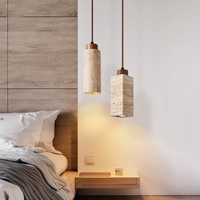 Lustre LED vintage beige en pierre naturelle, petite taille, hauteur réglable, décoration de plafond nordique pour chambre à coucher, best-seller