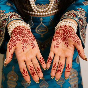 Plantilla de henna para toda la palma de la mano, diseño floral, adhesivo para pintar a mano, estilo étnico, plantilla de tatuaje temporal ecológica - Product Image 2