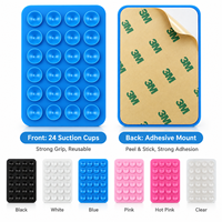Support adhésif pour téléphone en silicone à 24 ventouses, réutilisable, pour fixation mains libres sur miroir, verre, carrelage
