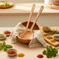 Spatules de cuisine professionnelles en bois, écologiques, résistantes aux hautes températures, adaptées aux aliments, outils de cuisine, accessoires de cuisine, ustensiles à main