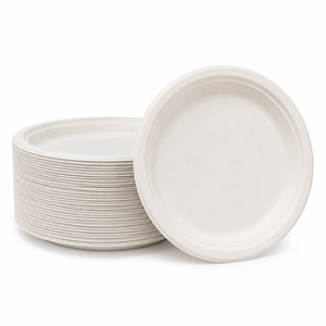 Biodegradable Sugarcane Bagasse Paper <b>Plates</b> 6-9 Inch Water Resistant <b>Disposable</b> Modern Luxury Tableware 50 Pieces/Bag Party - Product Image 2