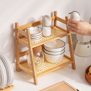 Double-tier Standing Type Non-folding Multifunctional Simple Stocked Modern Sustainable Durable Storage <b>Rack</b> Kitchen Storage - Product Image 1