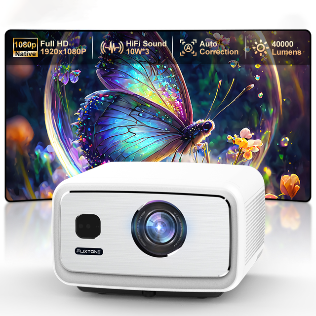 Flixtone D9W Ultra 3000 ANSI High Brightness Projector 4K Video Beam Home Theater Native1080P Android 3+128G LED Smart Proyector