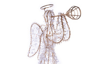 Cadeaux de vacances Ornements en métal Ange avec ruban de perles Ornement de bureau Décorations de Noël éclairées pour l'extérieur