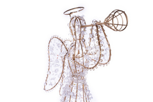 Cadeaux de vacances Ornements en métal Ange avec ruban de perles Ornement de bureau Décorations de Noël éclairées pour l'extérieur - Product Image 6