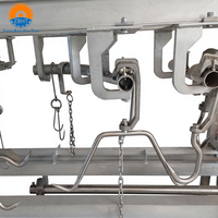 Crochet de suspension robuste en acier rond avec poulie pour rail de tuyauterie, pour le traitement du porc et la suspension de carcasses en abattoir porcin