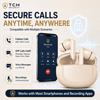 Écouteurs sans fil TWS TCHsecurity Secure pour 5.2, cryptés, appels sécurisés 2 heures, appels privés, protection des messages vocaux