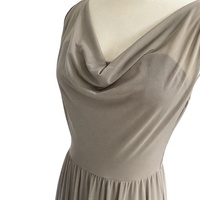 Robe de danse longue en maille drapée à col bénitier et dos nu, sans manches, pour femme, style moderne, Baili Taupe BC032018