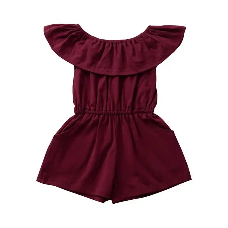1788 2020 новый летний комплект одежды для маленьких девочек, однотонный комбинезон без рукавов для девочек с открытыми плечами комбинезон из одного предмета для От 1 до 4 лет