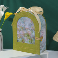 Nouvelle boîte à dragées demi-lune Monet Garden pour mariage, cadeau pour demoiselle d'honneur, écologique, réutilisable, avec poignée, vente en gros