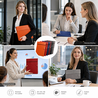 Expédition rapide, Porte-documents en cuir PU A4, Classeur vintage A5 A6 avec rabat et boucle pour stylo en stock pour les réunions de bureau, cadeau