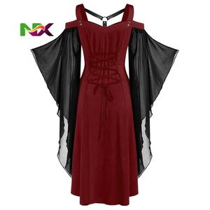 Disfraz de Halloween, Vestido Gótico Vintage, Vestido de Murciélago con Mangas Largas y Cordones, Vestidos Medievales de Novia Fantasma, Ropa de Vampiro - Product Image 6