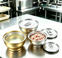 Bol en aluminium jetable et recyclable avec couvercle thermoscellé en aluminium, imprimé en sérigraphie, capacité de 70g à 1000g pour aliments humides pour animaux et viande