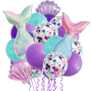 Ensemble de ballons en aluminium de sirène <span class=keywords><strong>Ariel</strong></span> pour enfants, joyeux anniversaire, produits de fête, fournitures de décoration, Globos à hélium, nouvelle collection - Product Image 1