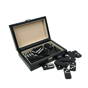 Coffret cadeau de luxe en cuir de qualité <span class=keywords><strong>Domino</strong></span> <span class=keywords><strong>Domino</strong></span> noir personnalisé et boîte en cuir Ensemble de jeu Double 6 <span class=keywords><strong>Domino</strong></span> - Product Image 1