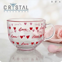 Mug à café en verre transparent CRYSTAL 450 ml (16 oz) avec poignée, grande capacité, pour boissons froides, latte, lait, en verre sodalime blanc de haute qualité