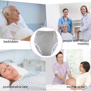 Culotte d'incontinence pour adulte en coton biologique pur, lavable, anti-fuite, douce, respirante, avec bouton et taille élastique, en maille, vente en gros - Product Image 5