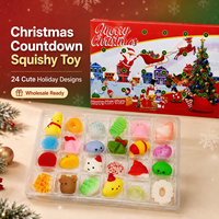 Calendrier de l'Avent de Noël 24 Jours : Ensemble de Jouets Squishy Souples en TPR, Jouets Sensoriels à Presser, Surprise de Fêtes, Cadeau en Gros