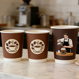 Bicchieri di Carta Personalizzati a Doppia Parete per Caffè, Resistenti, Spessi, Usa e Getta, Riciclabili, di Grado Alimentare - Product Image 1