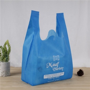 Ecológico reutilizable W corte chaleco no tejido bolsa camiseta no tejida llevar bolsa de compras de supermercado con impresión de logotipo - Product Image 4