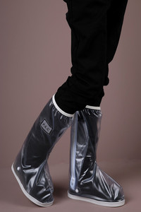 <span class=keywords><strong>Bottes</strong></span> de pluie mi-mollet en PVC imperméables, chaudes, réutilisables, en caoutchouc, pour l'automne, la moto, la conduite, protège-chaussures en PVC recyclable avec lumière LED - Product Image 2