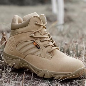 Bottes de Combat de Randonnée en Cuir pour Hommes, Bottes Tactiques Noires, Chaussures de Sécurité pour la Chasse et le Désert - Product Image 6