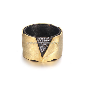 Gold Plated White Zircon 925 <strong>Sterling</strong> <strong>Silver</strong> Jewelry <strong>Thumb</strong> <strong>Ring</strong> for Men - Product Image 1