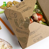 Boîte alimentaire ronde en papier kraft, biodégradable, à paroi simple, micro-ondable, anti-fuite, type bento pour burger, 500 ml