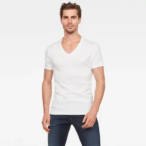 Toptan 5-pieces in 1 paket erkekler beyaz t shirt v yaka boş kısa kollu t shirt hommes dökmek 100% polyester t shirt