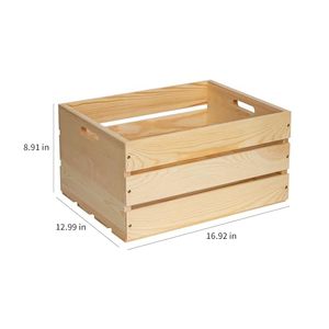 Wholesale 1 Piece Unfinished Large Pine <b>Storage</b> Crate OEM ODM Custom Logo 17x13x8.9 Natural Wood Modern Design Shandong <b>Kitchen</b> - Product Image 4