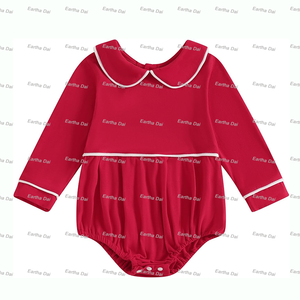 Pakaian bayi set bordir kosong, baju monyet bayi baru lahir lengan panjang kerah Pan katun 100% - Product Image 3