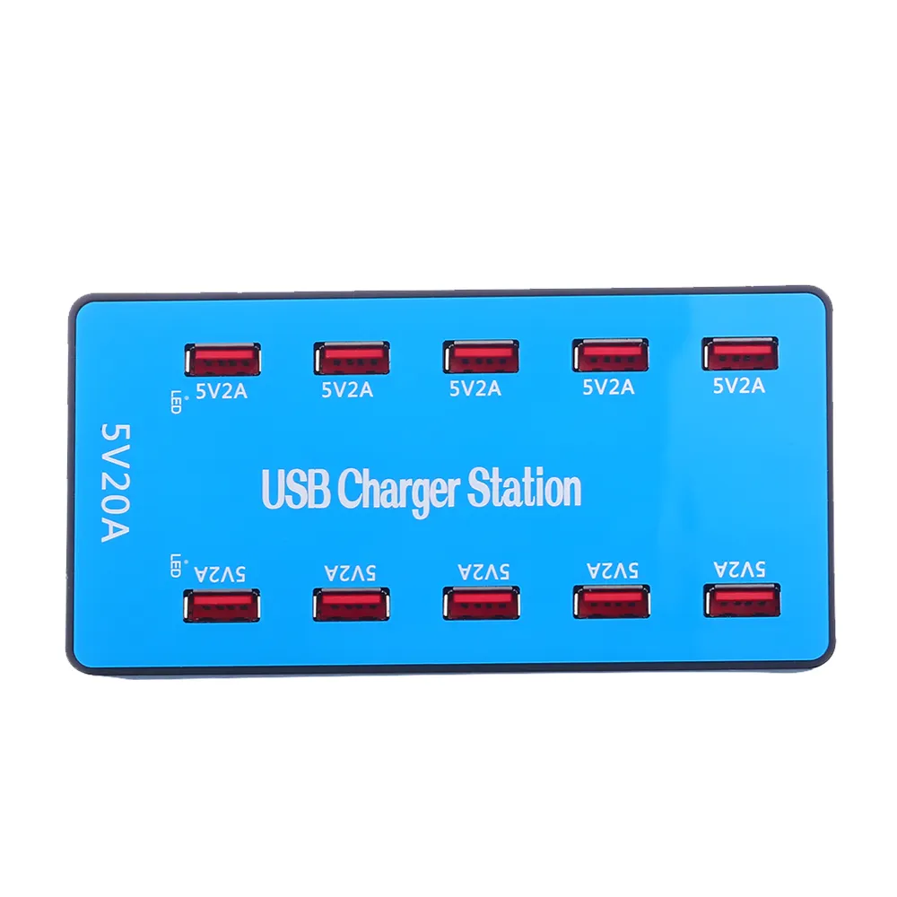 Chargeur 10ports Client bleu Design station de charge usb portable 100W chargeur de téléphone multi-port chargeur de concentrateur multi-port