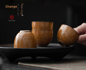 Taza de té de cerámica de gres vintage hecha a mano de lujo ligero estilo japonés, tono antiguo, con efecto de horno cambiante, para set de té Gongfu - Product Image 1