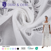 Tissu en voile brodé 100 % coton blanc biologique de haute qualité, tissé pour vêtements de mariage, textiles de maison, sacs et accessoires pour filles