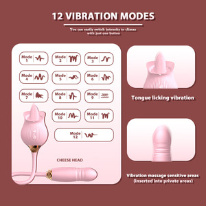 Vibratore Telescopico a Doppia Testa con Funzione di Leccata e Suzione, Modello QM-43 50Hz, per Masturbazione Femminile - Product Image 3