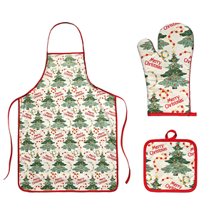 Giáng sinh nhà bếp lò Mitt và nồi chủ Tạp dề đặt Giáng sinh cây bông nhà bếp đặt găng tay Găng tay Găng tay potholders tạp dề - Product Image 3