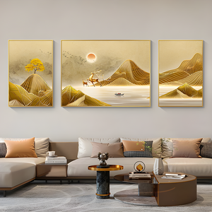 Luce <span class=keywords><strong>di</strong></span> lusso soggiorno decorazione della parete pittura paesaggio avanzato senso divano sfondo muro tre vice cristallo porcellana pittura - Product Image 4