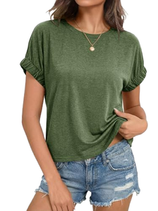 Débardeur de sport respirant pour femme, col rond, manches courtes, dos ajouré en maille, sensation seconde peau, Spandex/Polyester, coupe ample pour le yoga - Product Image 1