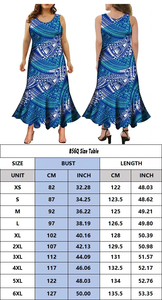 1MOQ personalizzato Fiji Tonga Guam Samoa Hawaii <span class=keywords><strong>Elei</strong></span> stile tribale senza maniche a coda di pesce Maxi abito polinesiano abito da sirena da festa - Product Image 5