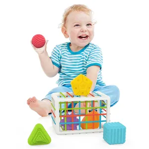 Kids 3D Educational Toys Suppliers Diy Creative Sensory Sorting Bin Colorful Building Block Set Baby Shape Sorter Toys